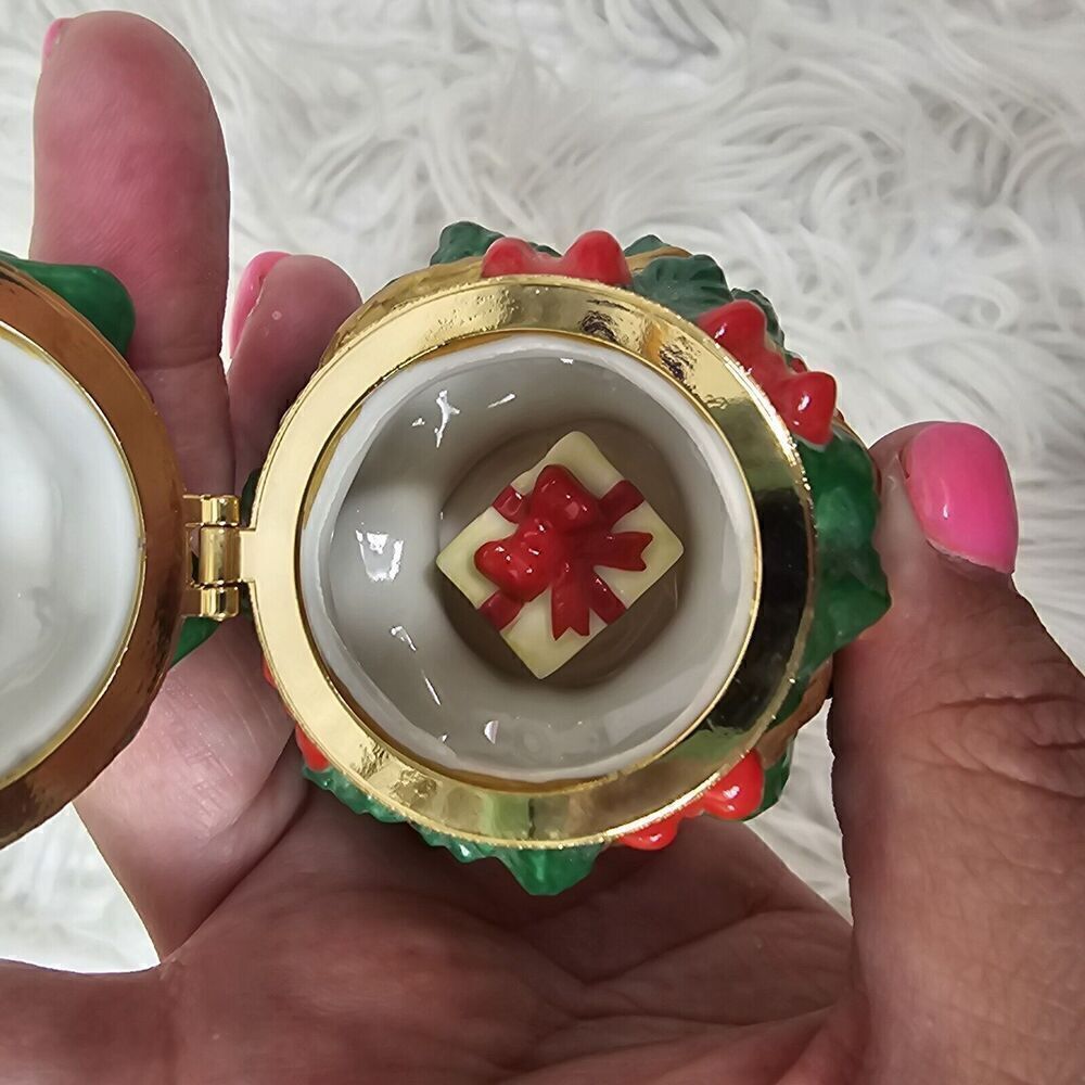 "A Cup Of Christmas Tea" Hinged Trinket Box Christmas Tree Green - Picture 8 of 8